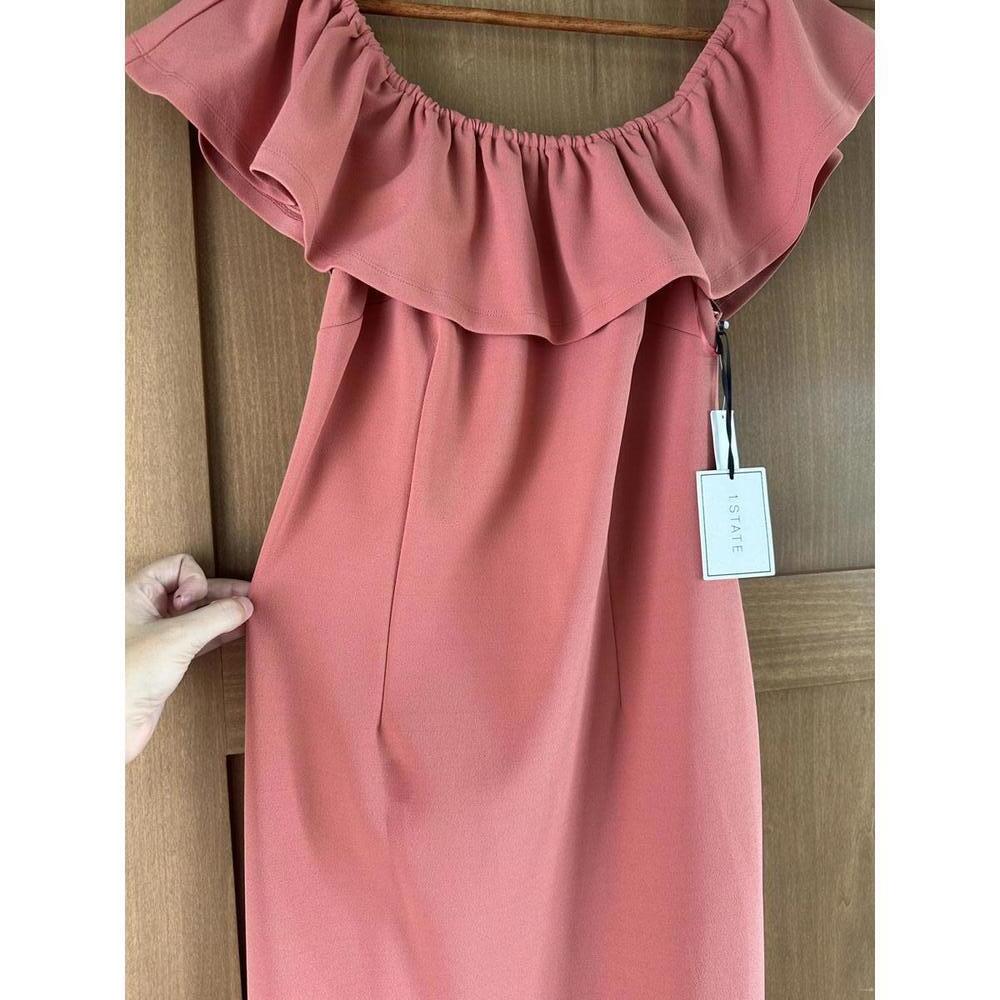 NWT 1.STATE Coral Ruffle Off the Shoulder Midi Dress Women’s size 10​ - Picture 4 of 12
